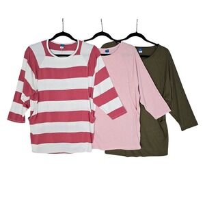 Old Navy Women's Maternity to Nursing 3-Pack Ribbed Striped Knit Tops Multi M